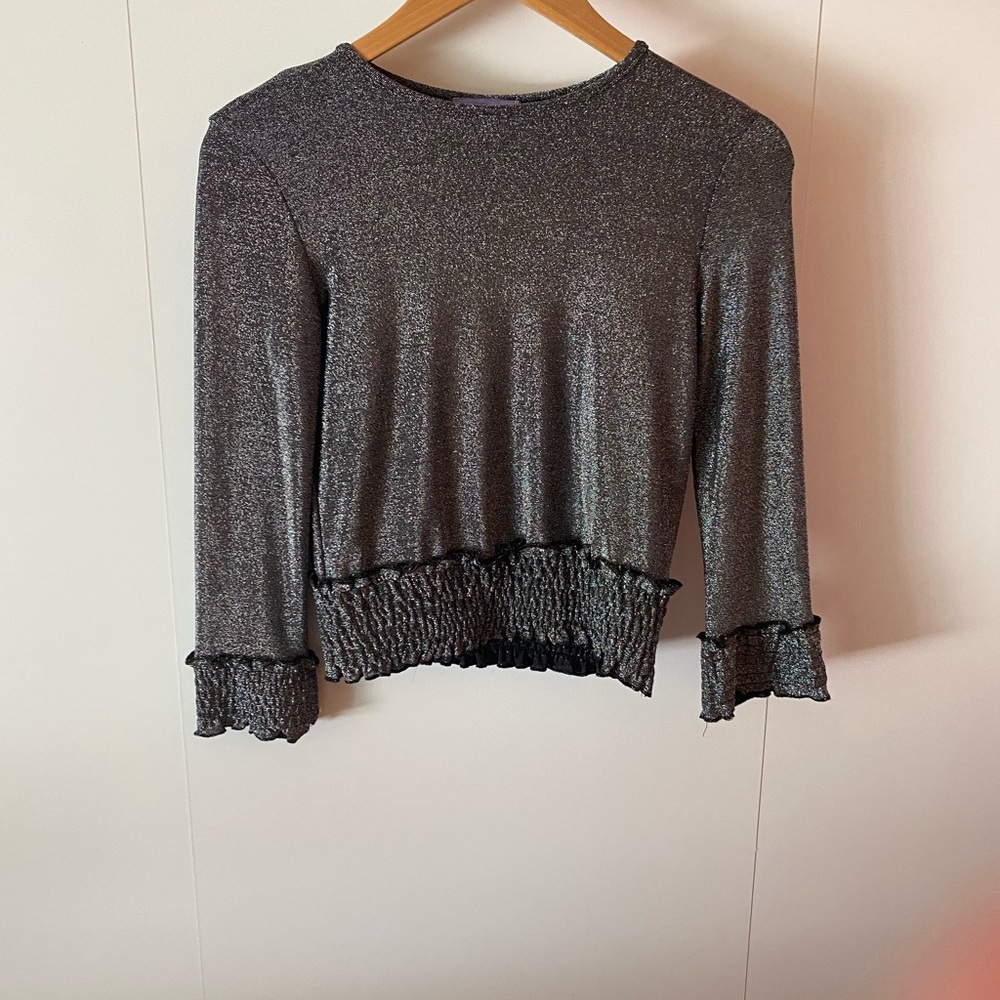 Luella Long Sleeved Metallic Crop